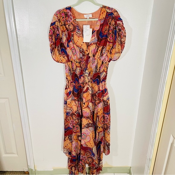 NEW A.L.C. Lucia Maxi Dress Terracotta Paisley Silk Bohemian Wedding Resort - Picture 2 of 10